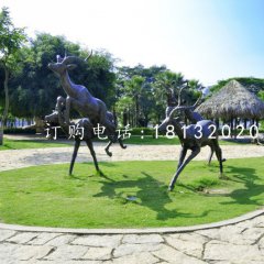 羚羊铜雕，公园动物铜雕
