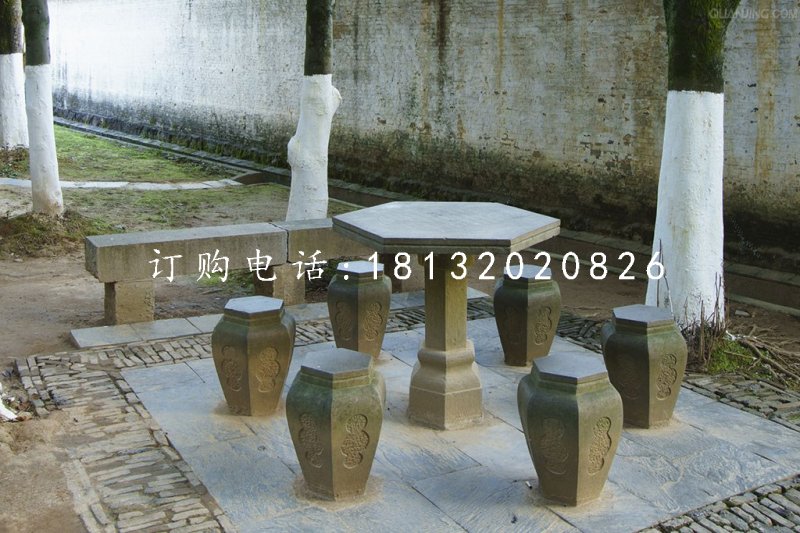 桌椅石雕，公园仿古石桌椅