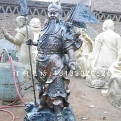 关公持刀雕塑，武圣人铜雕