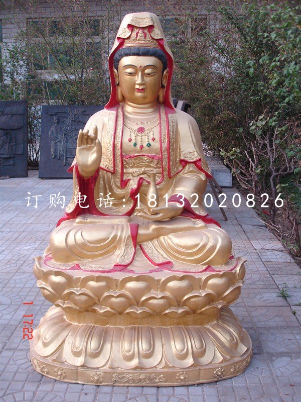 观音铜雕，彩绘观世音铜雕