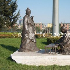 孔子学琴铜雕，校园景观铜雕