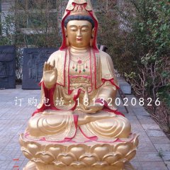 观音铜雕，彩绘观世音铜雕