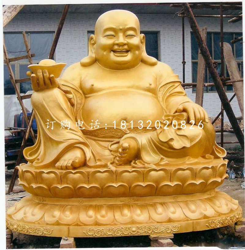 坐式弥勒佛，铜雕佛像