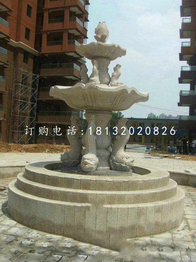 鱼造型喷泉，小区石喷泉