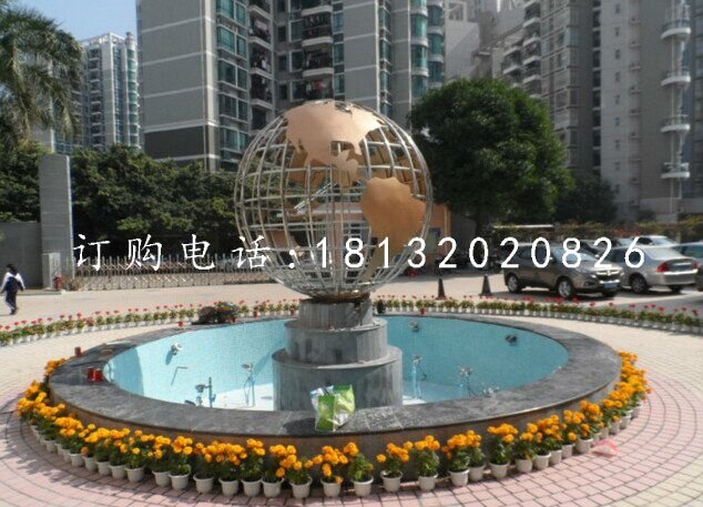 不锈钢地球仪雕塑，广场不锈钢雕塑