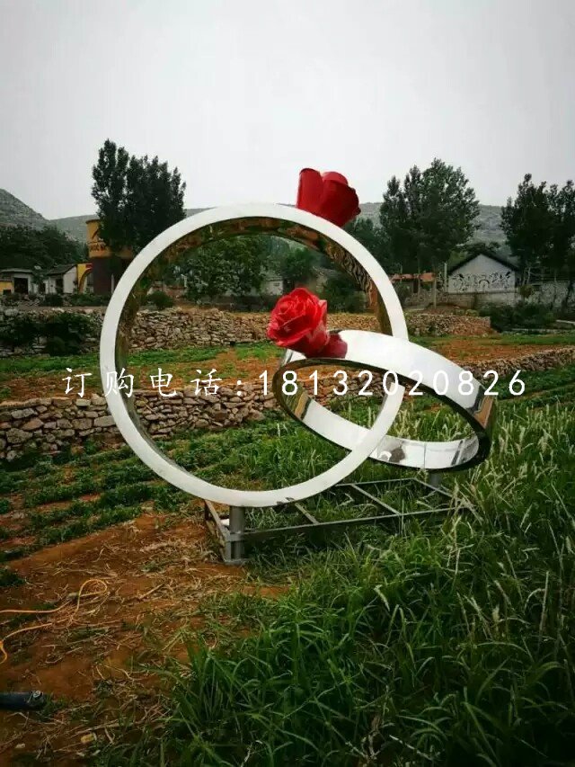 不锈钢戒指雕塑，公园景观雕塑