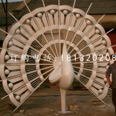 不锈钢孔雀开屏雕塑，不锈钢抽象动物雕塑