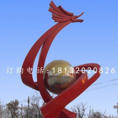 不锈钢龙腾雕塑，广场抽象龙雕塑