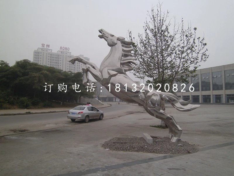 立马成功雕塑，广场不锈钢雕塑 (1)