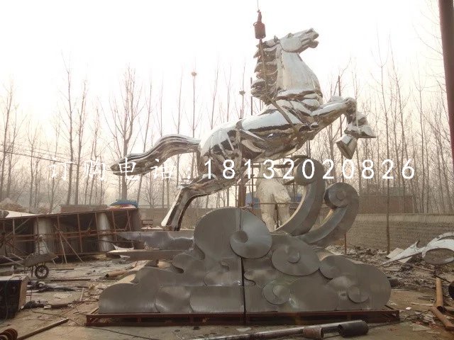 马踏祥云雕塑，不锈钢动物雕塑