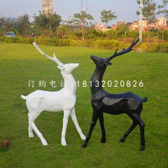 玻璃钢抽象几何鹿，公园抽象动物雕塑