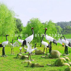 玻璃钢丹顶鹤，仿真动物雕塑，公园景观雕塑