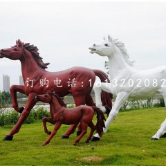 玻璃钢奔马，公园仿真动物雕塑
