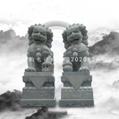 大理石踩球北京狮，看门狮子雕塑