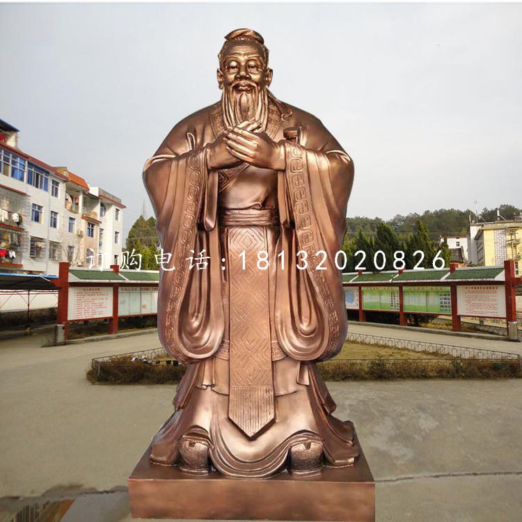 校园孔子雕像，古代人物铜雕