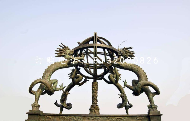 浑天仪铜雕，大学校园铜雕 (3)