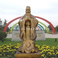 先师孔子雕塑，校园铜雕人物