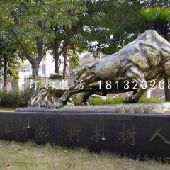 开荒牛铜雕，校园铜牛雕塑