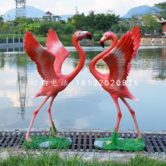 仿真火烈鸟雕塑，玻璃钢动物摆件
