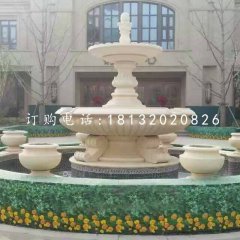 双层喷泉石雕，别墅喷泉雕塑