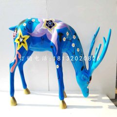 玻璃钢彩绘梅花鹿商场动物雕塑