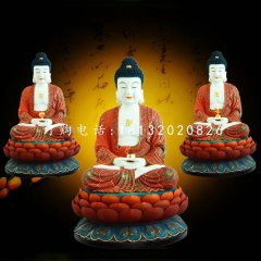 玻璃钢三宝佛彩绘寺庙佛像雕塑