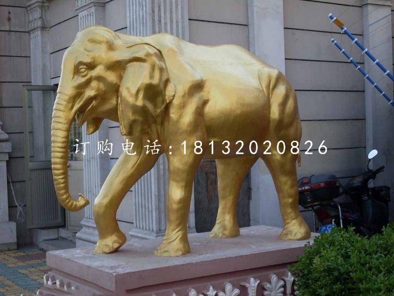 玻璃钢仿铜大象，门口大象雕塑