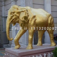 玻璃钢仿铜大象，门口大象雕塑