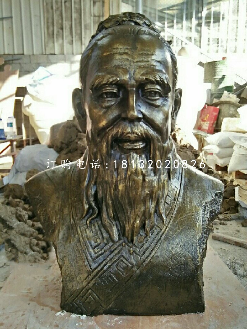 孔子胸像铜雕，校园古代名人铜雕