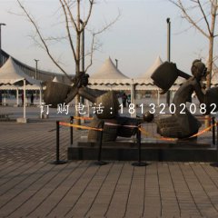 皮影戏人物铜雕，公园景观铜雕