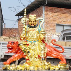 骑虎财神雕塑，玻璃钢赵公明雕塑