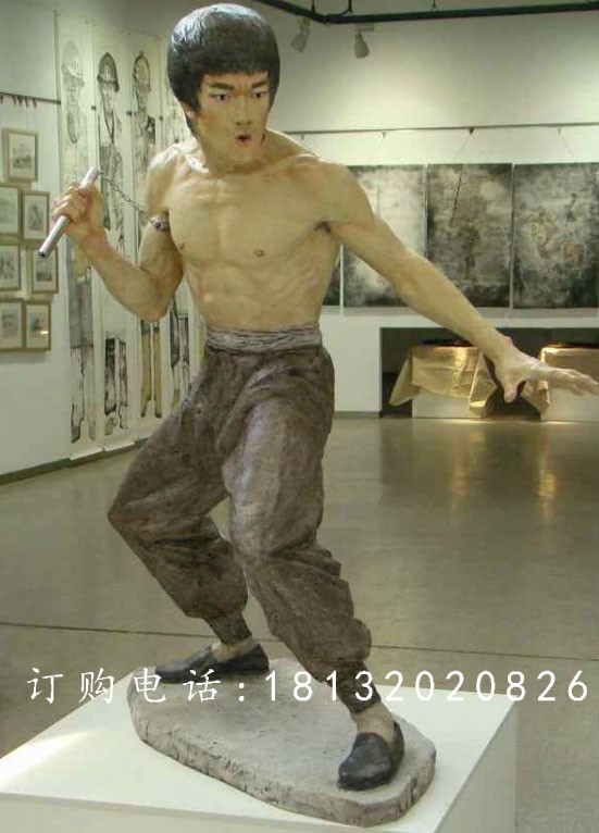 李小龙雕塑，玻璃钢电影明星雕塑