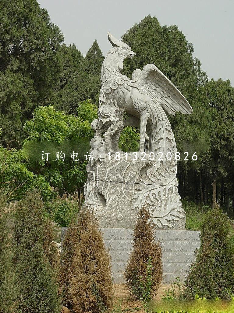 大理石凤凰雕塑，公园神兽石雕.jpg