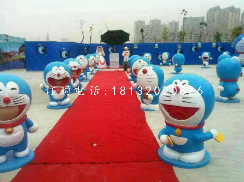 玻璃钢哆啦a梦 公园卡通动物雕塑