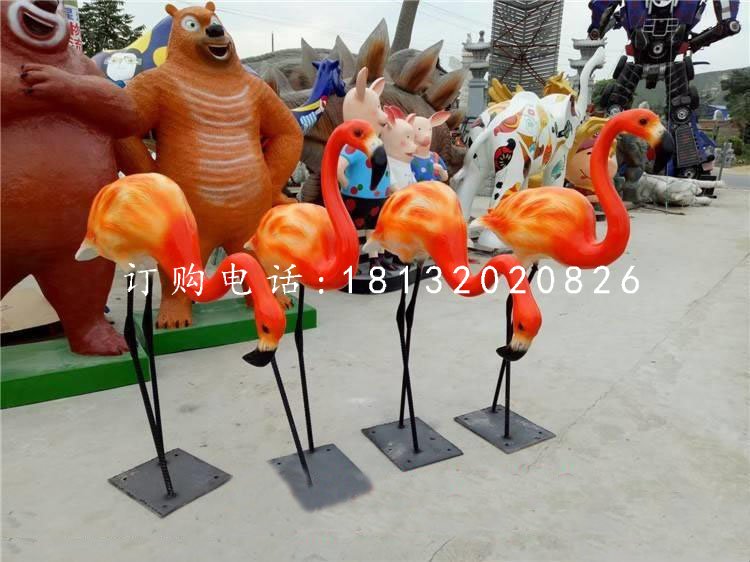 公园火烈鸟雕塑 玻璃钢仿真动物.jpg