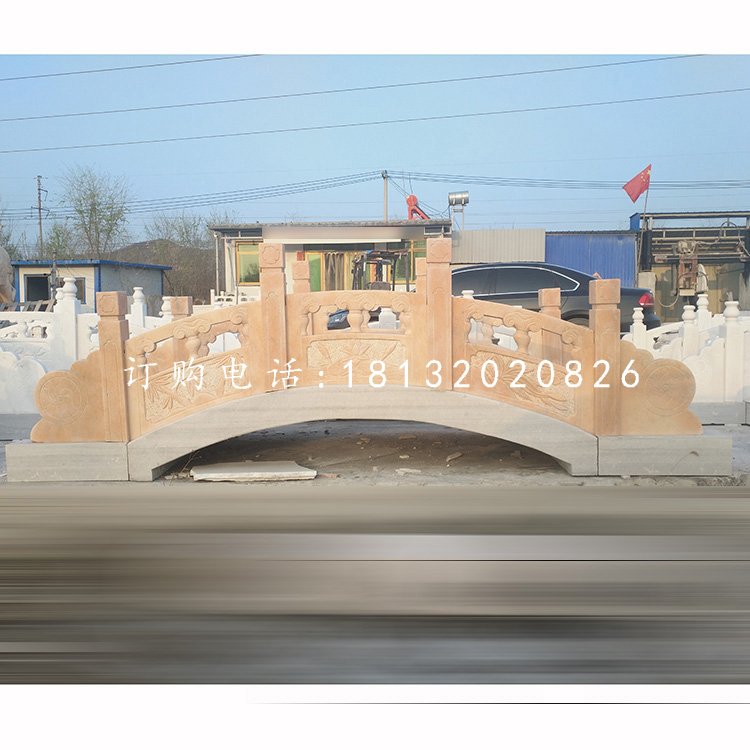 晚霞红石桥，公园景观石雕