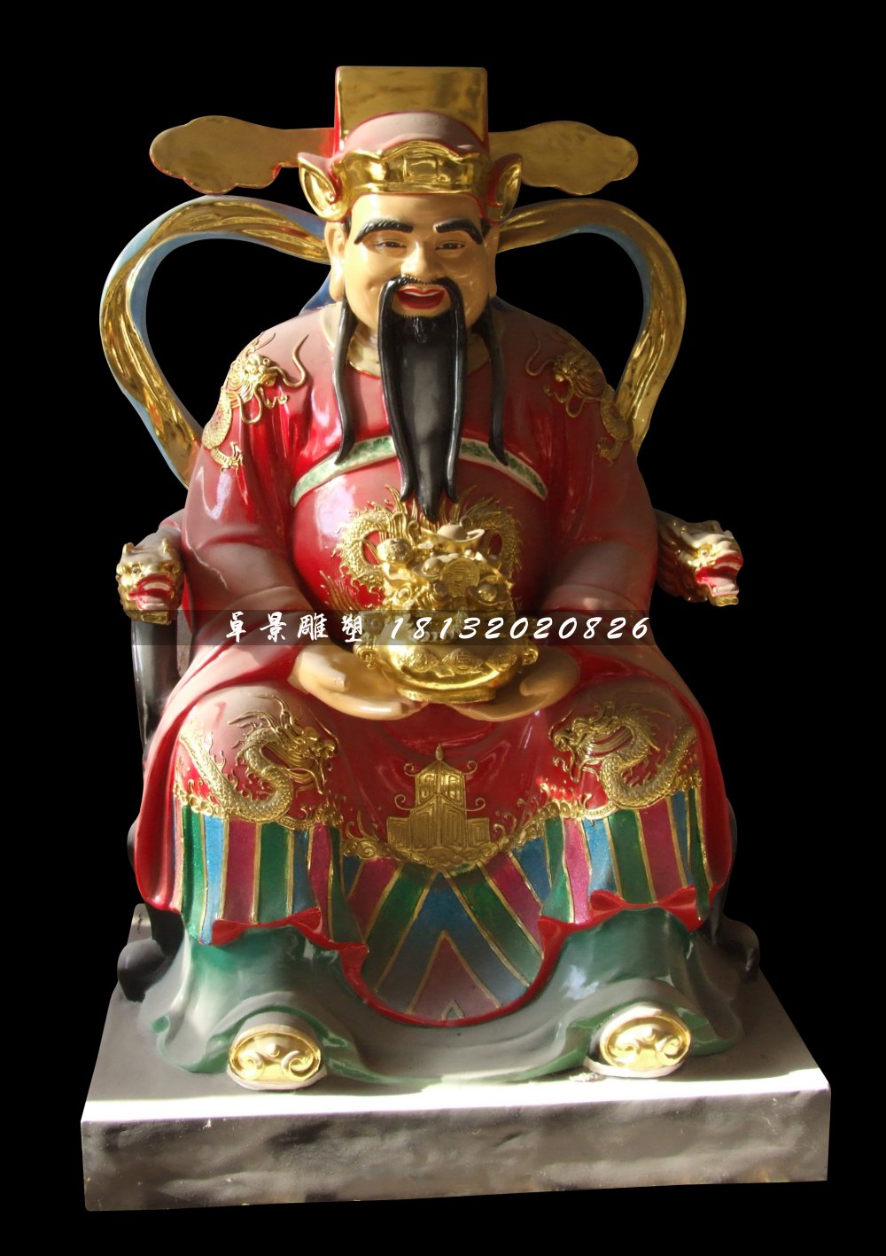 文财神雕塑，玻璃钢彩绘神仙雕塑.jpg