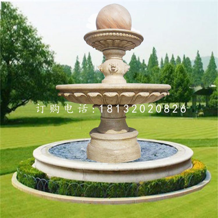 风水球喷泉石雕，晚霞红景观石雕.jpg