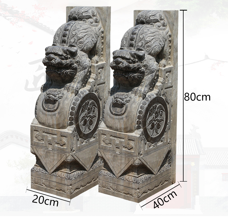 青石狮子门墩，仿古石门墩