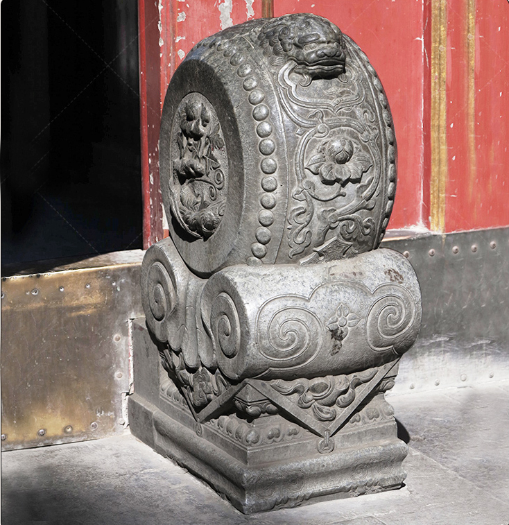 仿古石门墩，寺庙抱鼓石