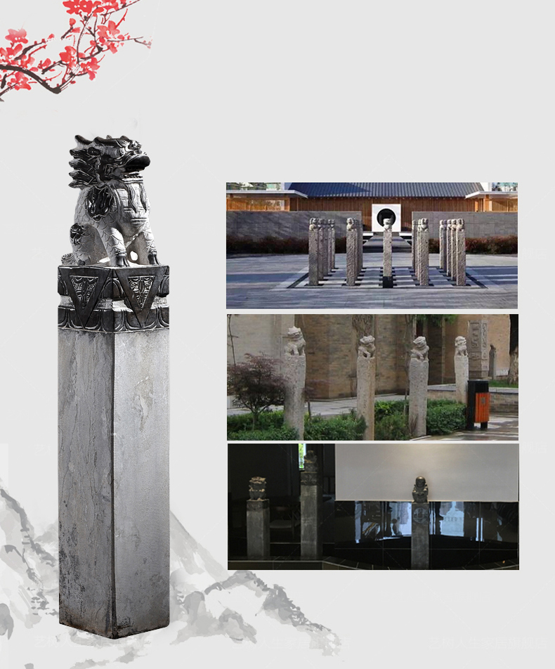仿古拴马桩，寺庙景观石雕