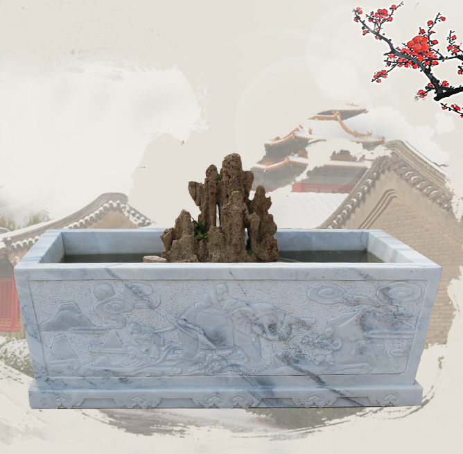 大理石鱼缸，园林景观石雕