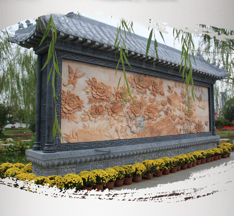 国色天香壁画浮雕，园林景观石雕 (2)