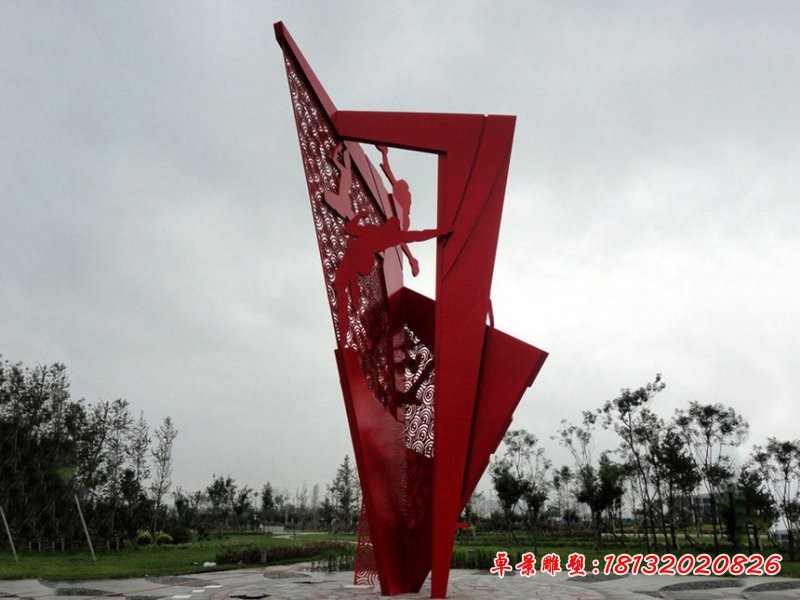 抽象剪影人物户外广场景观，不锈钢雕塑