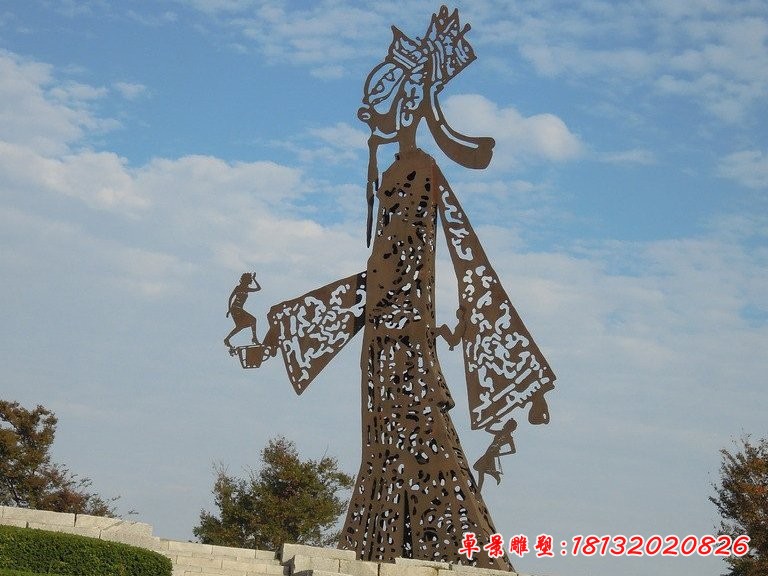 皮影人物雕塑，不锈钢景观雕塑