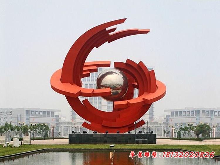 广场大型创意球雕塑，不锈钢景观雕塑