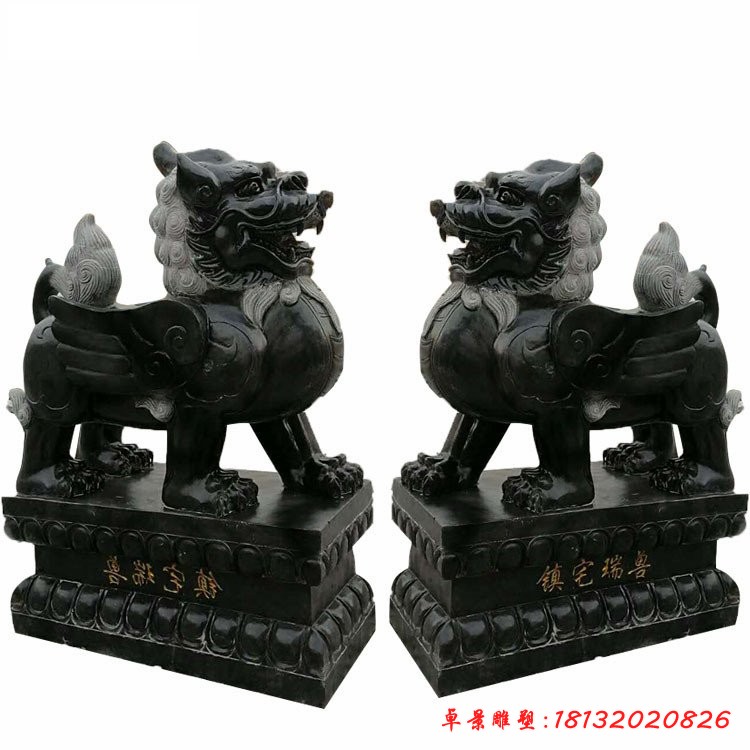 镇宅瑞兽石雕，青石貔貅雕塑 (2)[1][1]