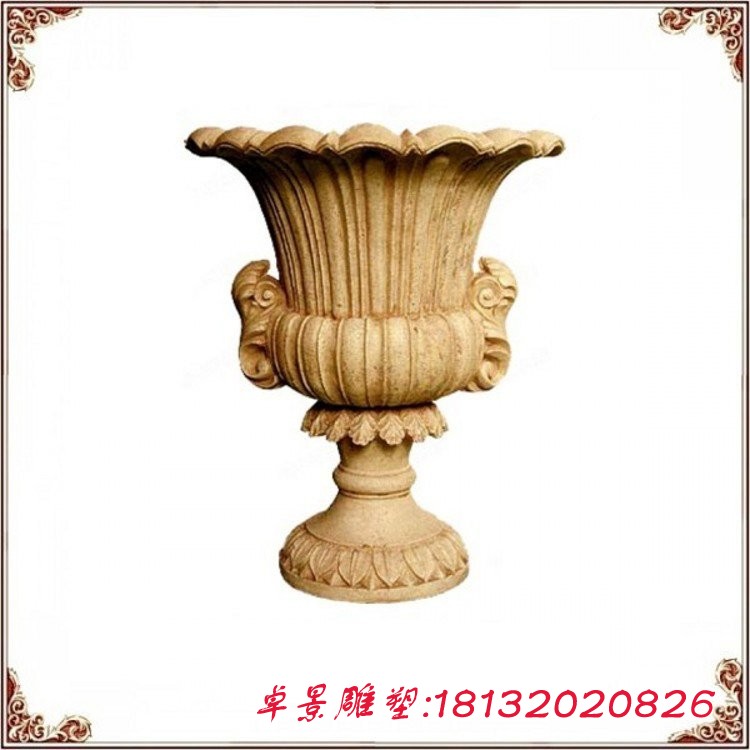 晚霞红花盆雕塑，公园景观雕塑[1][1]