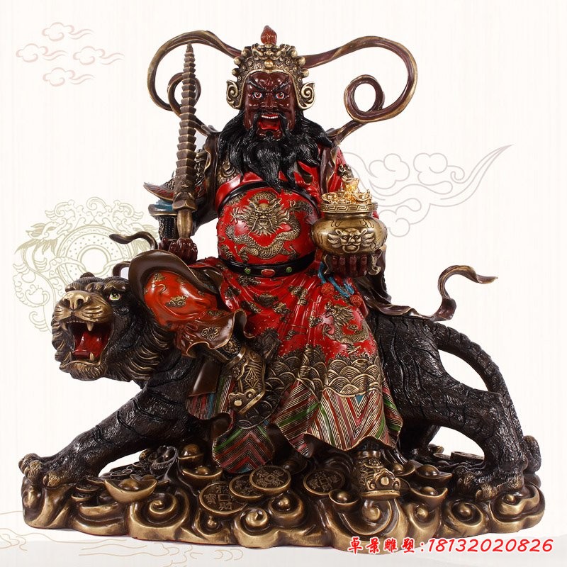 玻璃钢武财神赵公明雕塑，玻璃钢仿铜神像雕塑 (2)[1][1]
