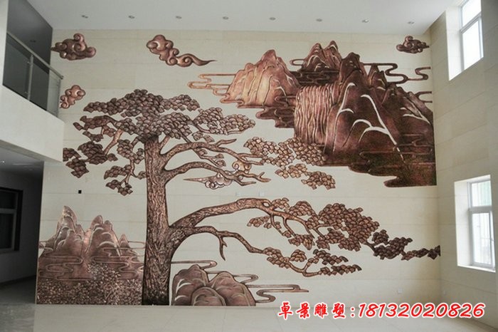 迎客松浮雕大型壁画铜浮雕[1][1]
